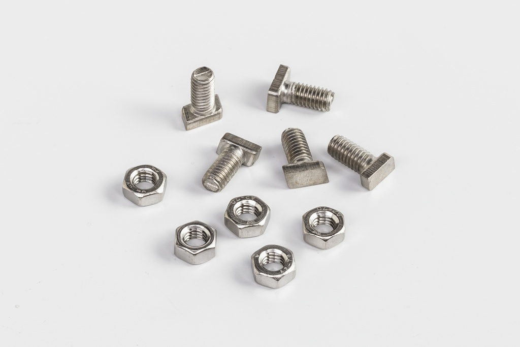Inox hamerkopbout met moertje ( 18 st. )